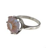 Antique Silver Saphiret Glass Solitaire Ring