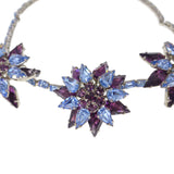 Vintage French Blue & Purple Rhinestone Star Panel Choker Necklace