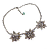 Vintage French Blue & Purple Rhinestone Star Panel Choker Necklace