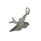 Vintage English Silver Blue Enamel Swallow Bird Charm