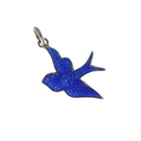 Vintage English Silver Blue Enamel Swallow Bird Charm