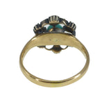 Antique Rose Gold Mine Cut Diamond & Turquoise Ring