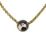 Antique Reverse Carved Terrier Dog Pendant Necklace