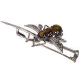 Antique Victorian Silver Tigers Eye Insect Pin Brooch