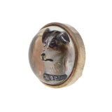 Antique Reverse Carved Glass Terrier Dog Button