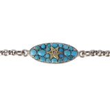 Antique Silver Turquoise Diamond Star Bracelet