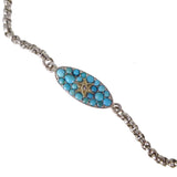 Antique Silver Turquoise Diamond Star Bracelet