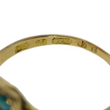 Antique Edwardian 15ct Gold Turquoise Pearl Scroll Ring
