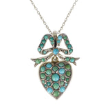 Antique Silver Turquoise Heart & Bow Pendant