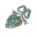 Antique Silver Turquoise Heart & Bow Pendant
