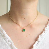 Antique 9ct Gold Emerald Green Glass Charm