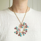 Vintage French Blue & Purple Gripoix Glass Pendant