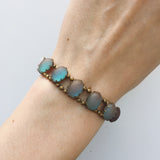 Antique Saphiret Glass Panel Opalescent Heart Bracelet