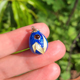 Antique Art Deco Russian Silver Enamel Garnet Egg Charm