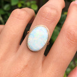 Vintage 9ct Gold Opal Solitaire Cocktail Ring