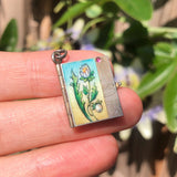 Antique Victorian Silver Floral Enamel Book Locket