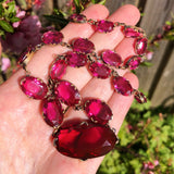 Vintage Czechoslovakian Pink Glass Paste Riviere Necklace