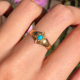 Antique Victorian 18ct Gold Diamond & Turquoise Star Ring
