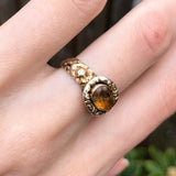 Antique Georgian Gold Cased Citrine Repousse Ring