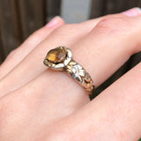 Antique Georgian Gold Cased Citrine Repousse Ring