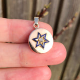 Antique Victorian Enamel & Diamond Celestial Gold Pendant