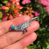 Antique Edwardian German Silver Pliqué A Jour Enamel Pheasant Brooch