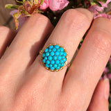Reserved / Antique Victorian Gold Turquoise Bombe Ring L/5