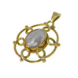 Antique Arts & Crafts Gold Blister Pearl Charm Pendant