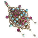 Antique Austro Hungarian Silver Celestial Turquoise & Garnet Locket Pendant