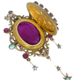 Antique Austro Hungarian Silver Celestial Turquoise & Garnet Locket Pendant