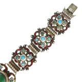 Antique Austro Hungarian Silver Turquoise Enamel Panel Bracelet