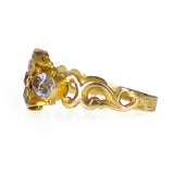 Antique Georgian 18ct Gold Aquamarine & Ruby Filigree Ring