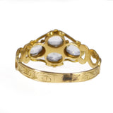 Antique Georgian 18ct Gold Aquamarine & Ruby Filigree Ring