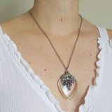 Antique Arts & Crafts Amy Sandheim Rock Crystal Suffragette Amethyst Heart Pendant