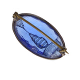 Antique Czechoslovakian Bezel Blue Glass Bug Brooch