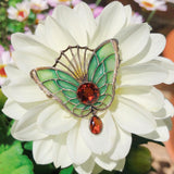 Antique Art Nouveau German Heinrich Levinger Plique-à-Jour Glass Butterfly Brooch