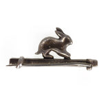 Antique Edwardian Silver Paste Bunny Rabbit Bar Brooch