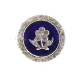 Antique Silver Blue Enamel Floral Paste Conversion Ring