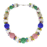 Vintage French Mid Century Rainbow Glass Bead Necklace