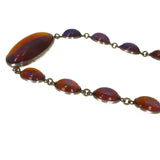 Antique Art Deco Silver Dragons Breath Glass Panel Necklace