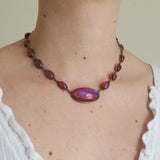 Antique Art Deco Silver Dragons Breath Glass Panel Necklace