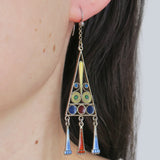 Antique Art Deco Silver Colourful Enamel Secessionist Earrings