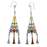 Antique Art Deco Silver Colourful Enamel Secessionist Earrings