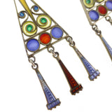Antique Art Deco Silver Colourful Enamel Secessionist Earrings