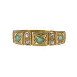 Vintage 9ct Gold Emerald Celestial Band Ring