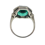 Antique Art Deco German Silver Green Paste Cocktail Ring