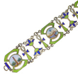 Reserved | Antique Silver Gilt Egyptian Revival Enamel Panel Bracelet