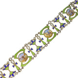 Reserved | Antique Silver Gilt Egyptian Revival Enamel Panel Bracelet