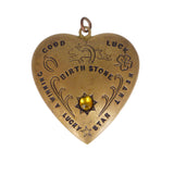 Antique Good Luck Birthstone Heart Pendant