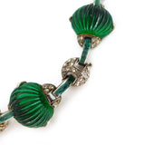 Antique Art Deco French Silver Green Glass Paste Parisian Couture Necklace